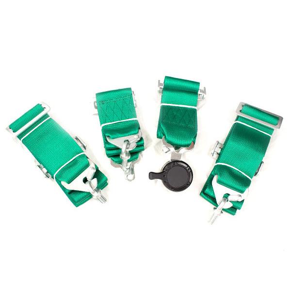 カムロック式 レーシングシートベルト 3インチ 4点式 緑/グリーン 4点