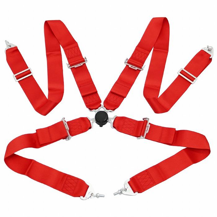 4点式』カムロック式 レーシング シートベルト 赤/レッド 4点留め
