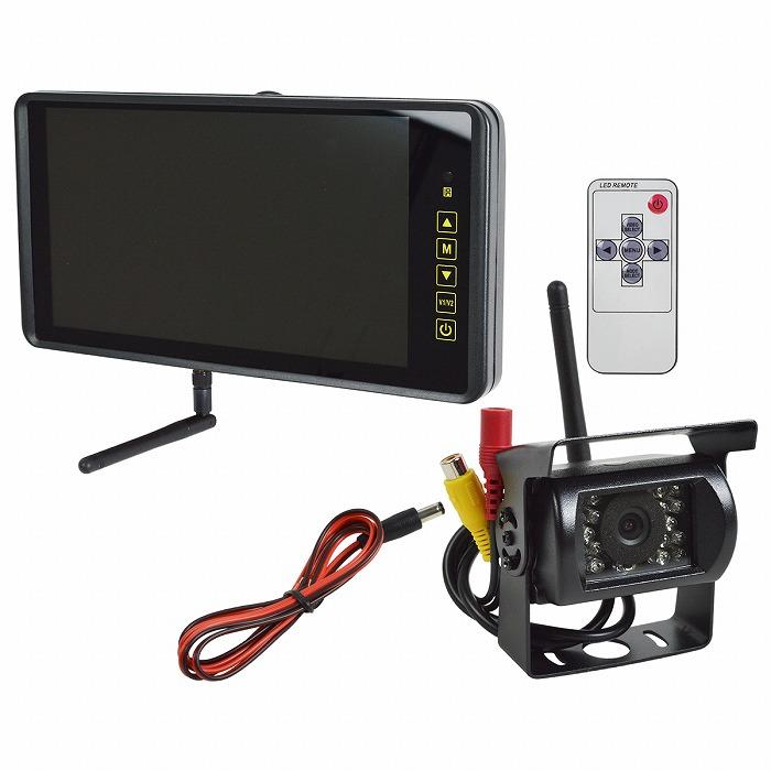 12v/24v 9インチ』ルームミラー モニター ワイヤレス バックカメラ