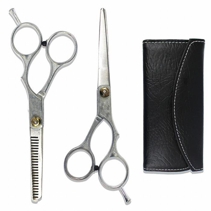 散髪用ハサミ 2本セット 散髪ハサミ2本セット カットシザー セニングシザー 専用ケース