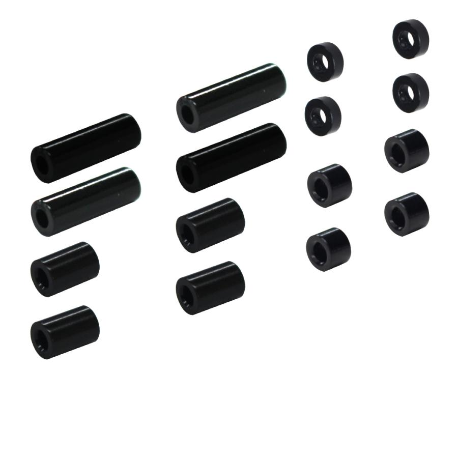 送料220円】ミニ四駆用 アルミ 合金 スペーサー 4種 16個 セット (12mm