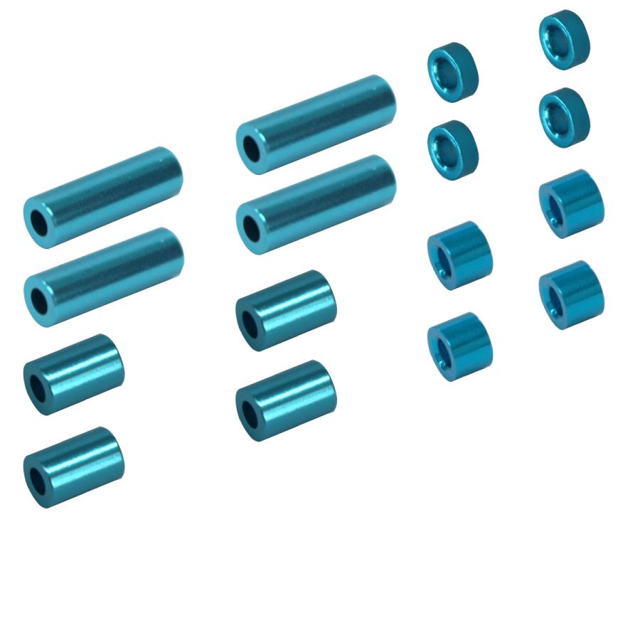 送料220円】ミニ四駆用 アルミ 合金 スペーサー 4種 16個 セット (12mm