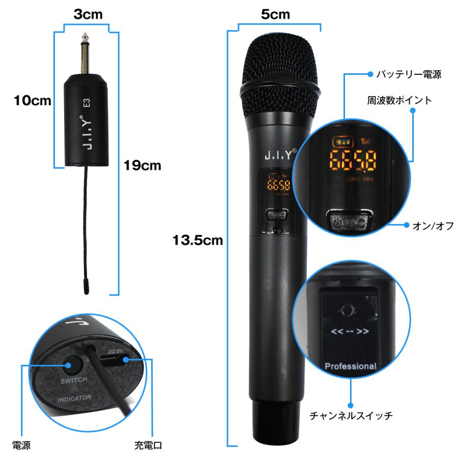 ワイヤレスマイク ハンドマイク 無線 コードレス プロフェッショナル