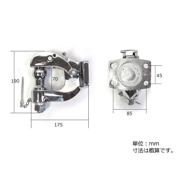 4穴 レシーバー ピントルフック メッキ 銀 ランクル サファリ パジェロ