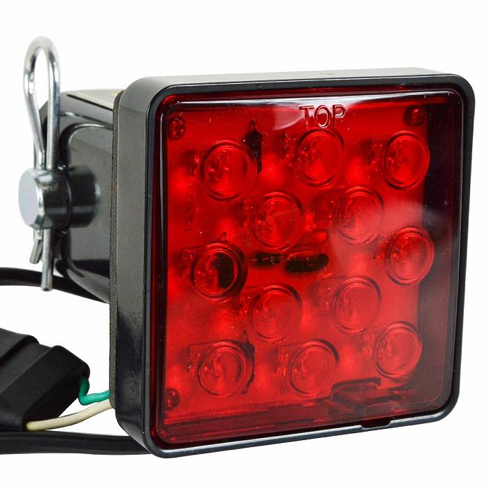 送料480円】LED ライト付き 2インチ用 ヒッチカバー レッドレンズ 50角