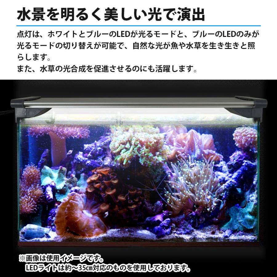 60cm-65cm 水槽用 照明 LED ライト ブルー×ホワイト 青/白 シルバー枠