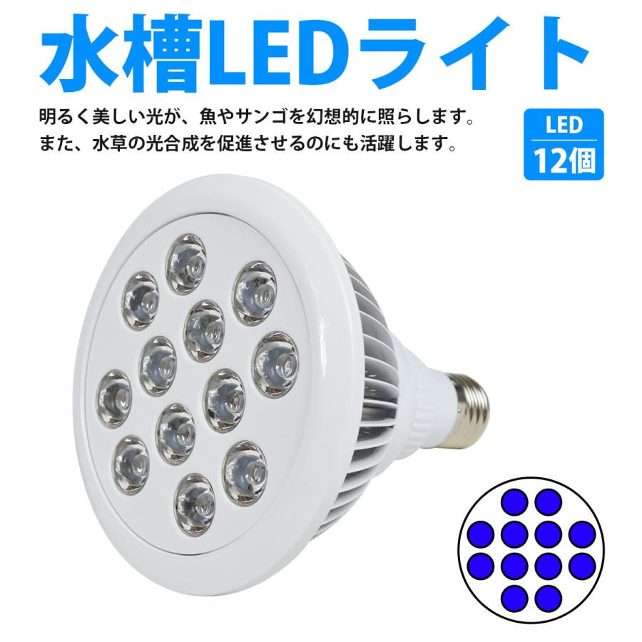 水槽 用 スポット ライト 24W 電球 12LED 青12 口金 E26 アクアリウム
