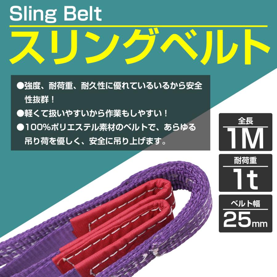 1本/耐荷1t/長さ1m] スリング ベルト 吊上げ ナイロン クレーン ロープ