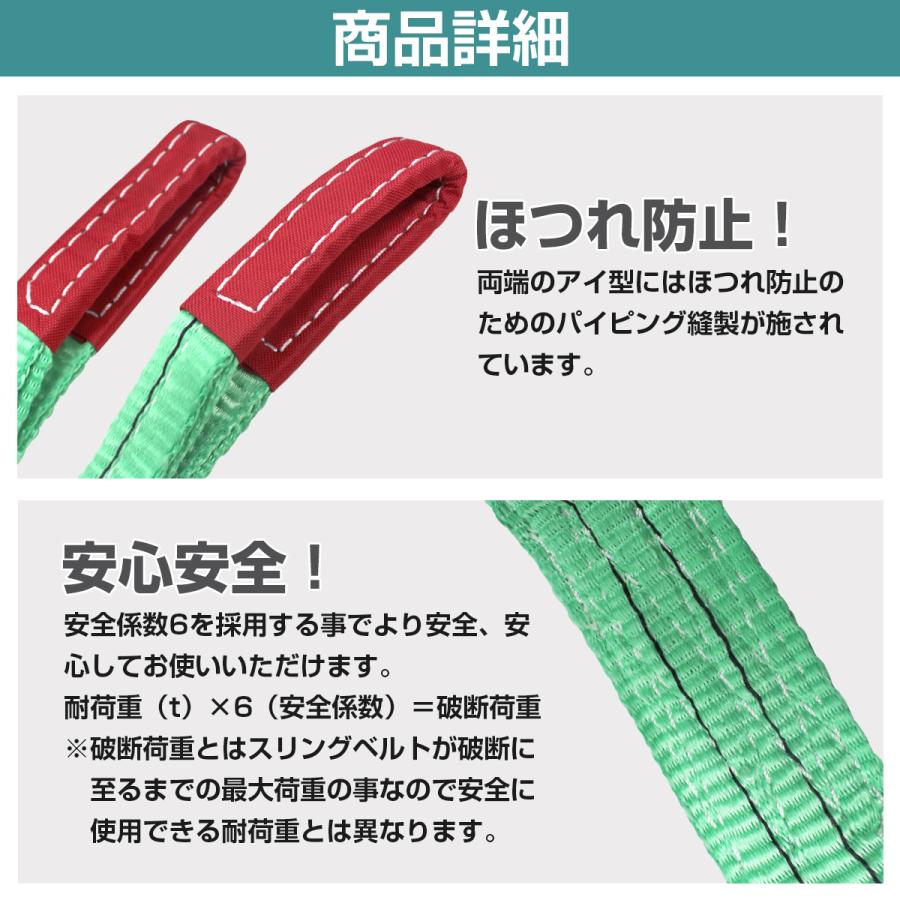 4本 セット/耐荷2t/長さ4m] スリング ベルト 吊上げ ナイロン クレーン