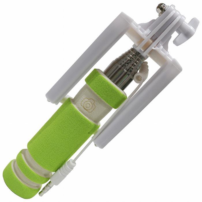 全長59cm】超ミニサイズ セルカ棒 自撮り棒 グリーン/緑 コンパクト