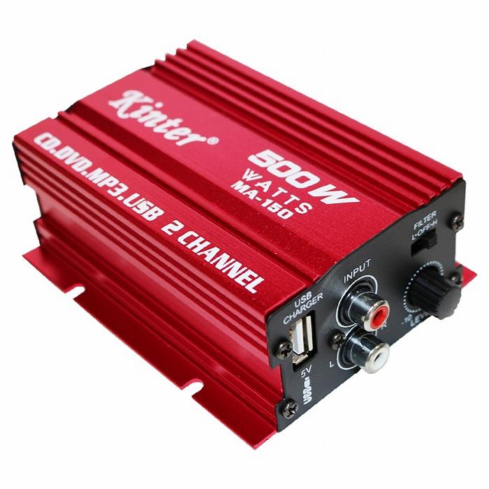 バイク スクーター 12V 500w ステレオ アンプ 小型 ハイパワー ミニ