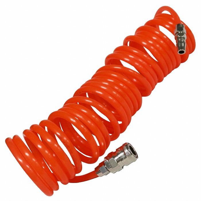 外径8mm エアー コイル ホース 6m 橙 オレンジ ワンタッチ クイック