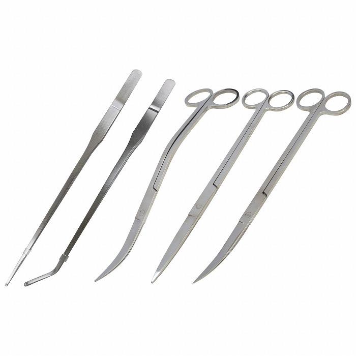5点セット 【 27cm 270mm ピンセット 2種類 & 25cm 250mm ハサミ 3種類