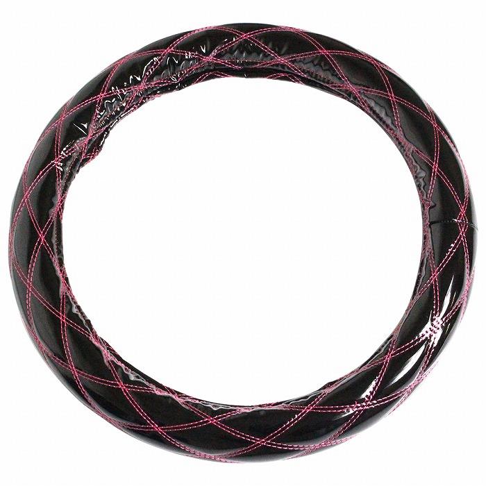 うのにもお得な 極太 太巻き エナメル ダブルステッチ ダイヤカット トラック ハンドルカバー 艶ブラック ピンク Lサイズ いすゞ 4t 07フォワード Topdental Com Ar