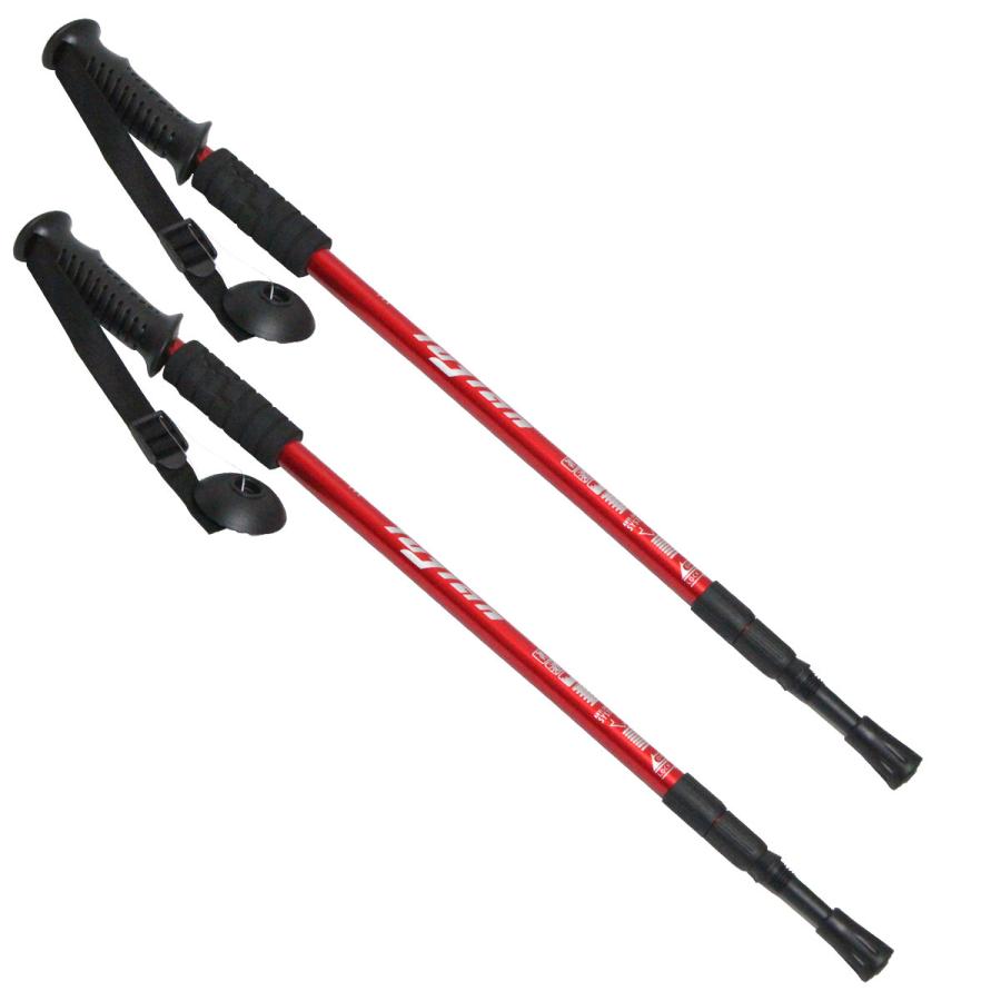 2本セット トレッキングポール レッド/赤 ウォーキングポール 登山