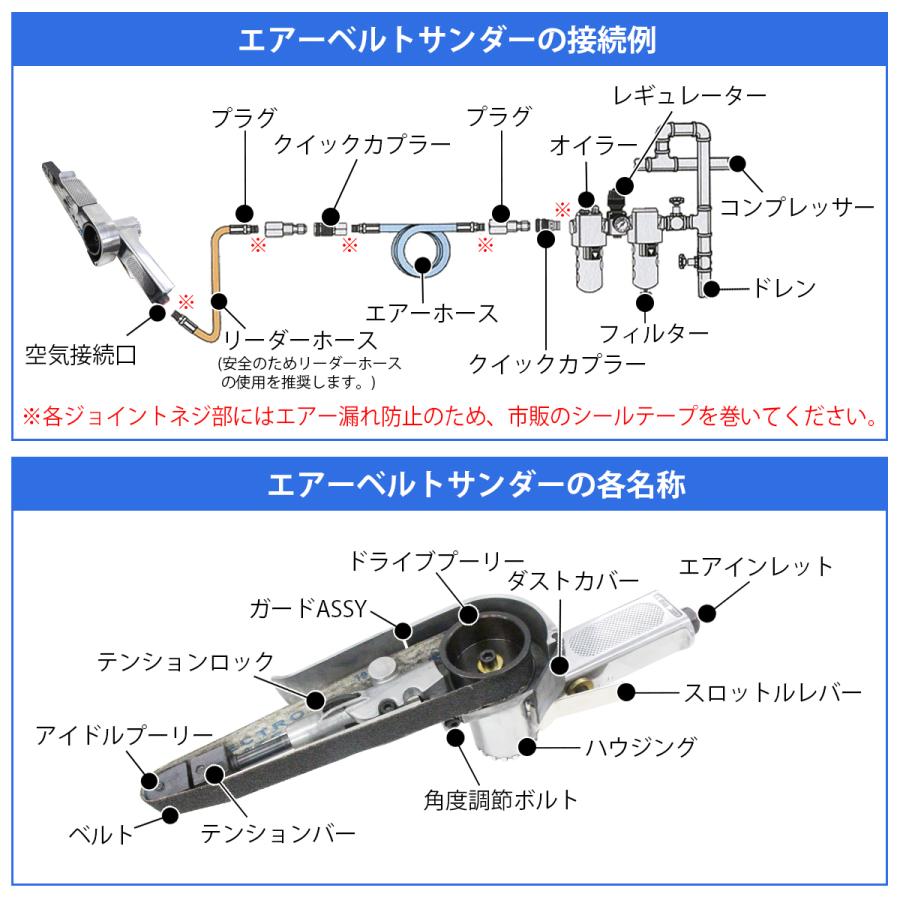 エアーベルトサンダー 角度調整 20mm 紙やすり 替えベルト付き エアーベルトサンダー 角度調整 20mm 紙やすり 替えベルト付き