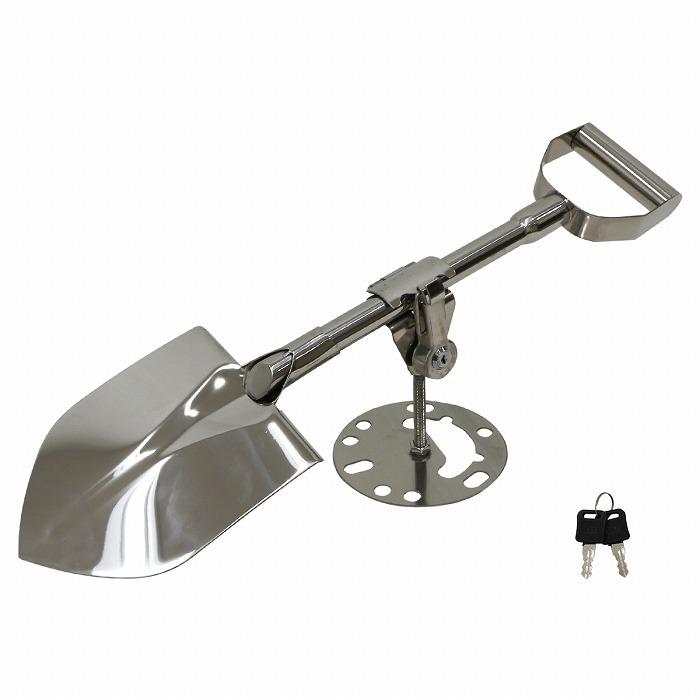 ステンレス製 汎用 背面 スコップ 5穴/6穴 ホルダー 鍵付き 四駆 林道