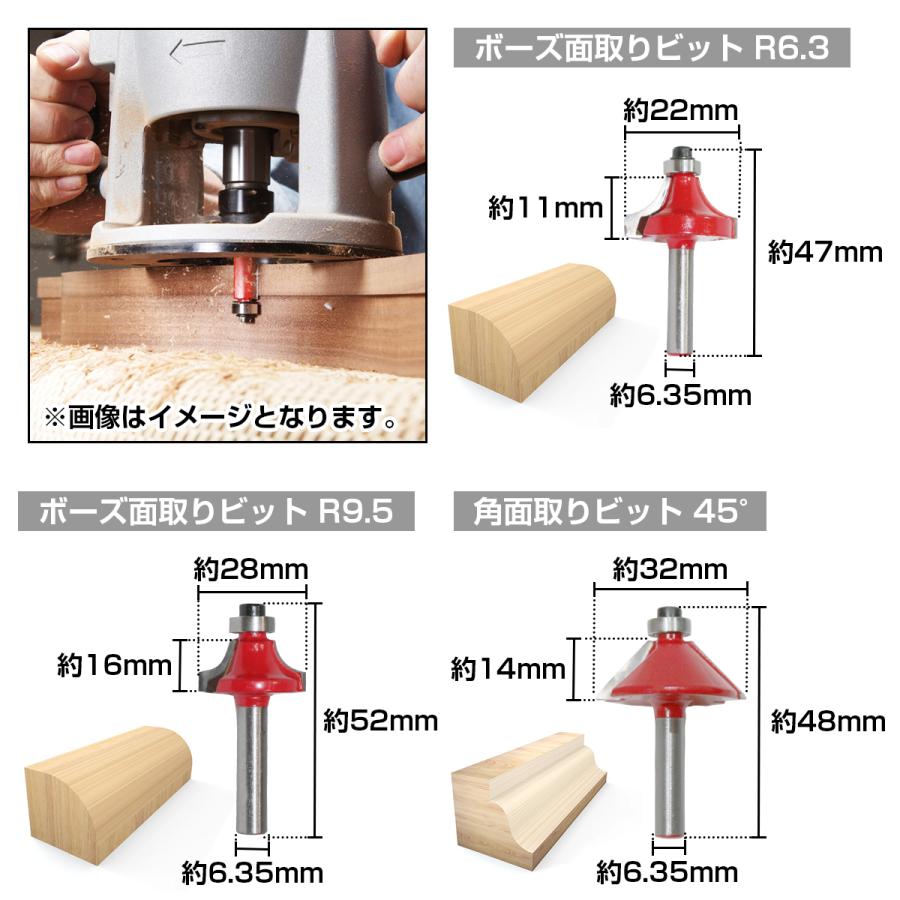 超硬 トリマービット 15本 セット ルータービット 木工 軸径 6.35mm
