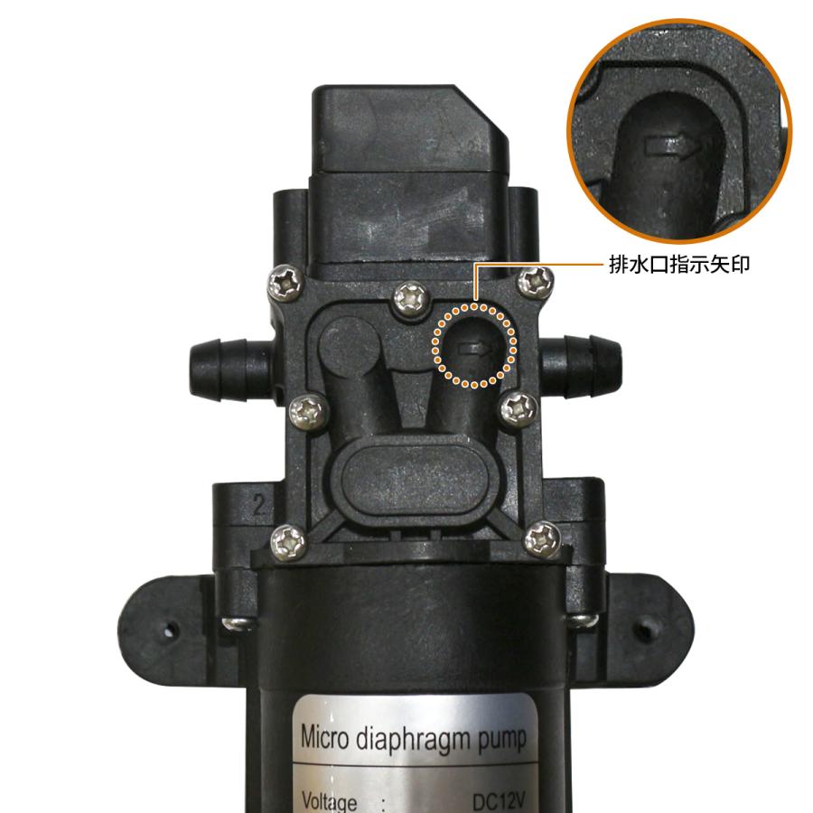内径9mmホース対応 汎用 12V 60W 5L/分 ダイヤフラム 電動 ウォーター