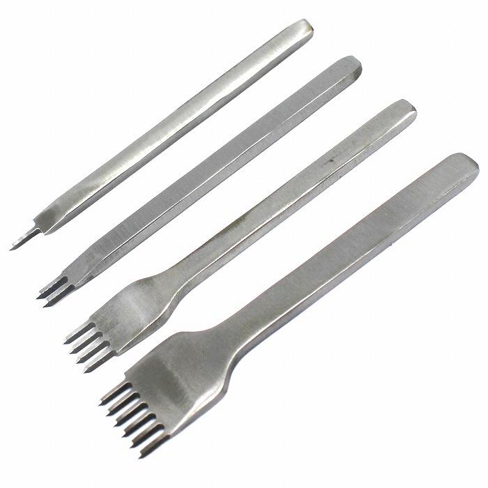 送料220円】菱目打ち 3mm ピッチ 4本 セット レザークラフト 道具 工具
