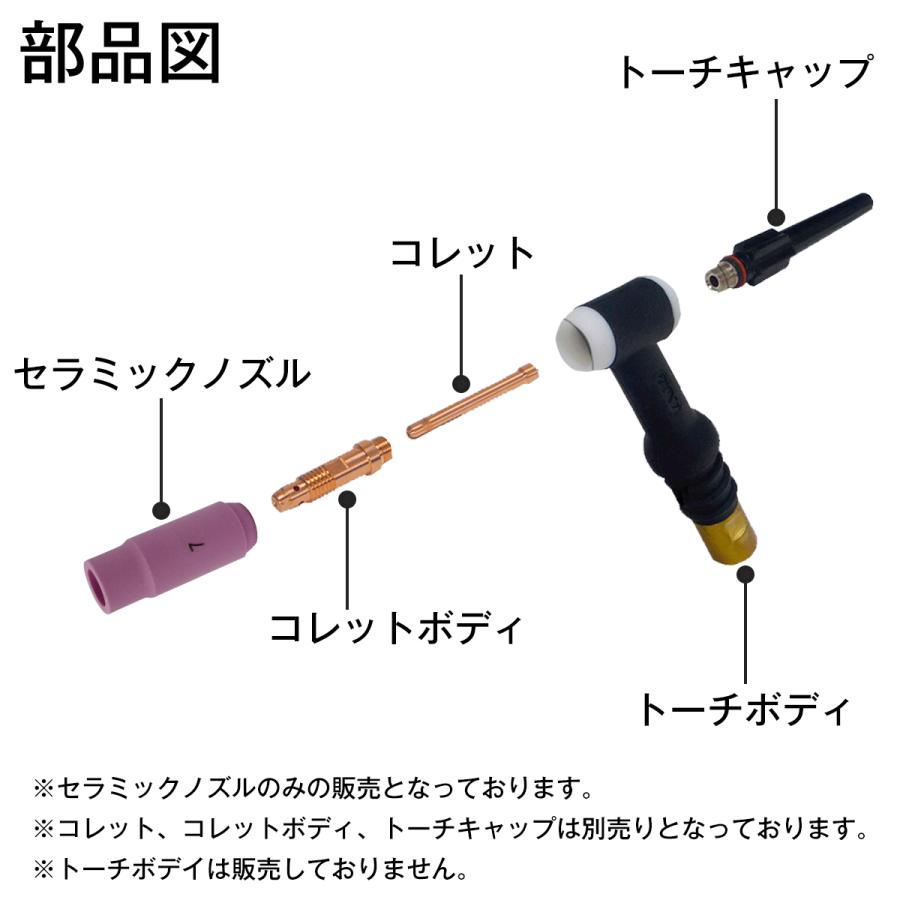 セラミック ノズル 5個 セット TIG 溶接機 #7 10N47 互換 溶接