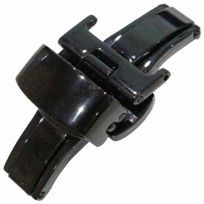 ブランパン 黒レザーベルトDバックル付き/バネ棒付き 14mm】プッシュ式 Dバックル ブラック/黒 バネ棒/バネ棒外し 両開き