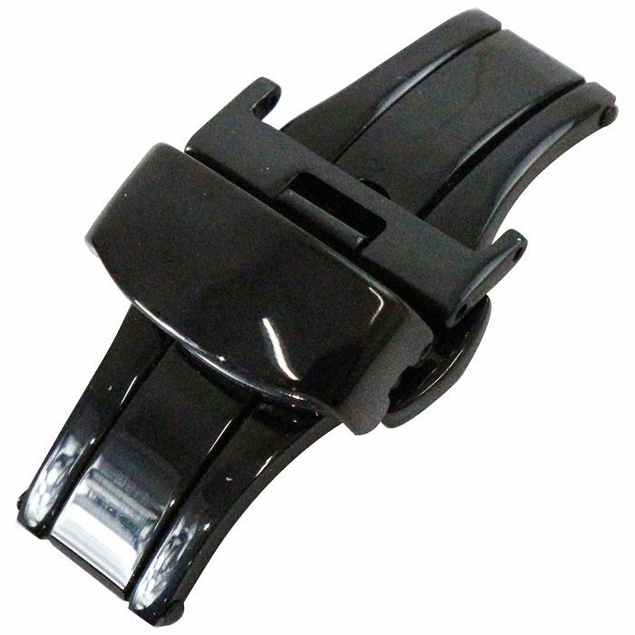 18mm】プッシュ式 Dバックル ブラック/黒 バネ棒/バネ棒外し 両開き