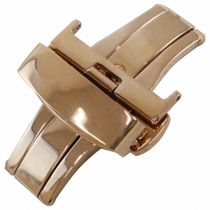 22mm】プッシュ式 Dバックル ローズゴールド/ピンクゴールド バネ棒