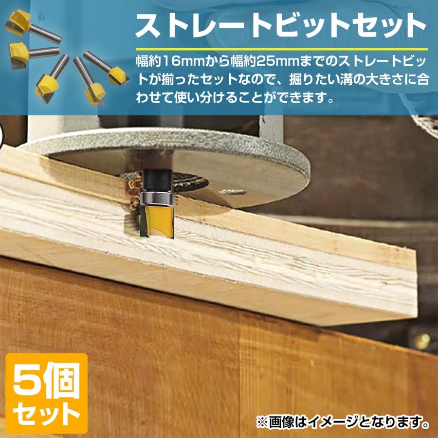 トリマー ルーター ビット 軸 シャンク 8mm 5本 セット 超硬