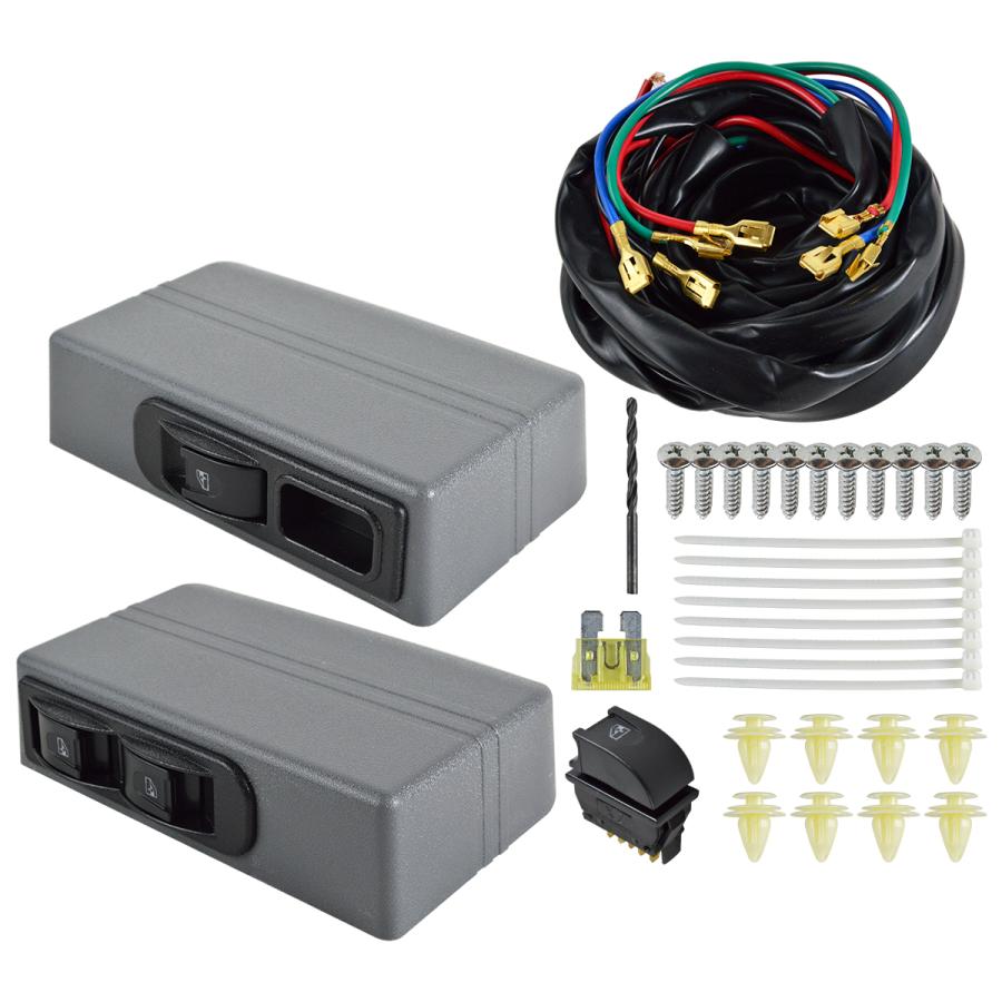 汎用 パワーウィンドウ 後付 キット 2ドア 16枚 ギア 12V 軽トラ 商用