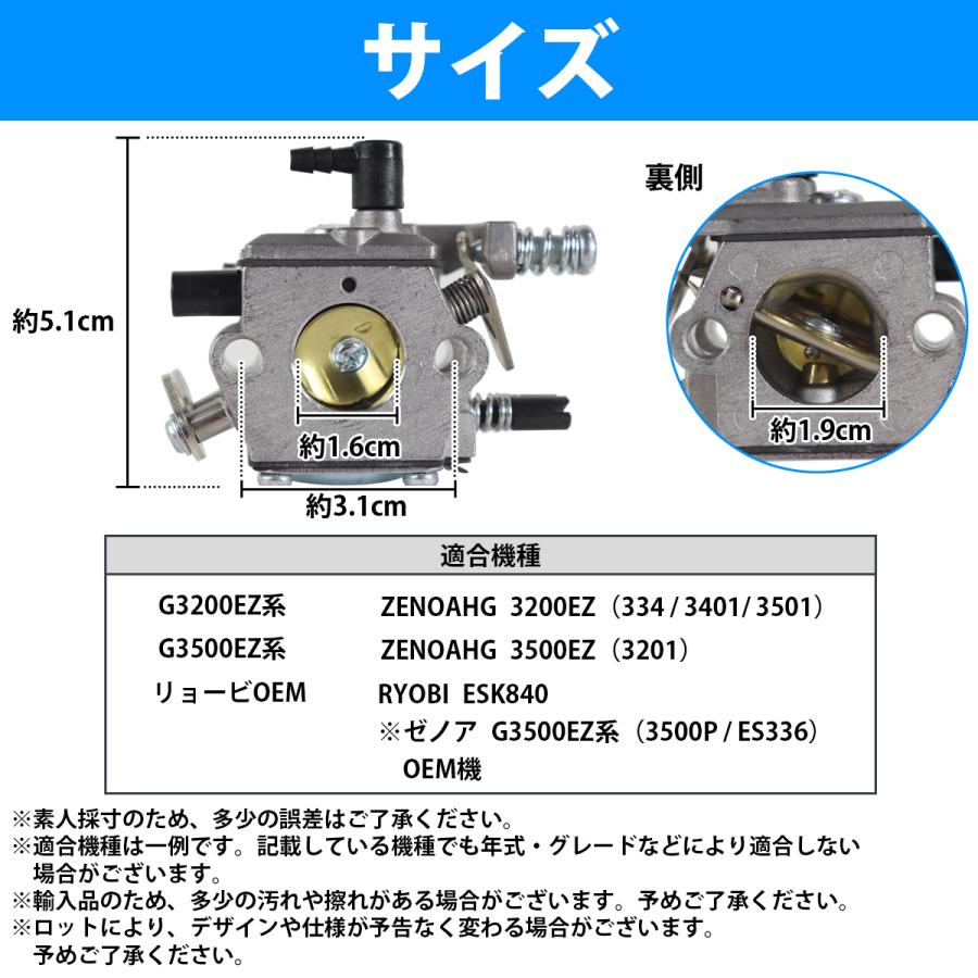 ゼノア チェーンソー G3500EZ 互換 キャブレター リョービ ESK840 3500