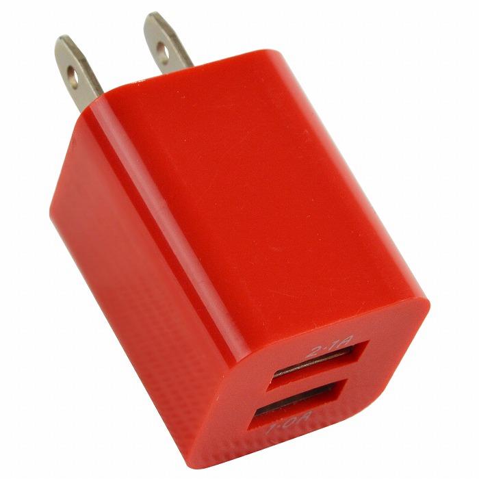 スマートフォン 充電器 ACアダプター USBポート 2口 2.1A レッド iphone スマホ 充電 USB2ポート コンセント コネクター  :usbs-m-002-rd-01-a:エーネクストショップ - 通販 - Yahoo!ショッピング