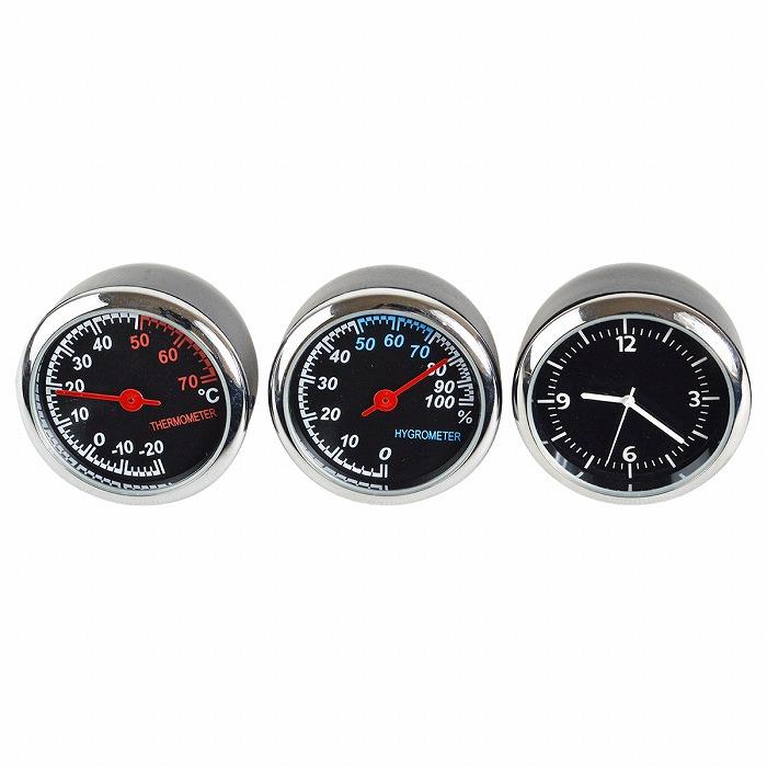 送料480円】追加メーター風 アナログ 3連メーター 温度計/湿度計/時計