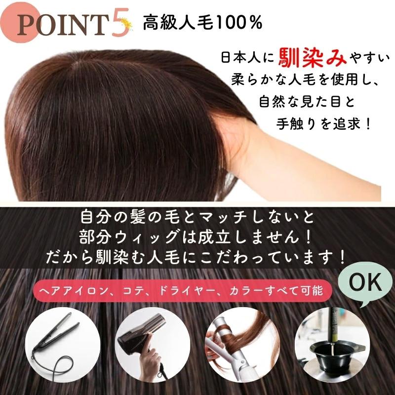ヘアピース【ふんわり髪リアルスキン・L】人毛100％ つむじ付き 部分ウィッグ 医療用ウィッグ_7