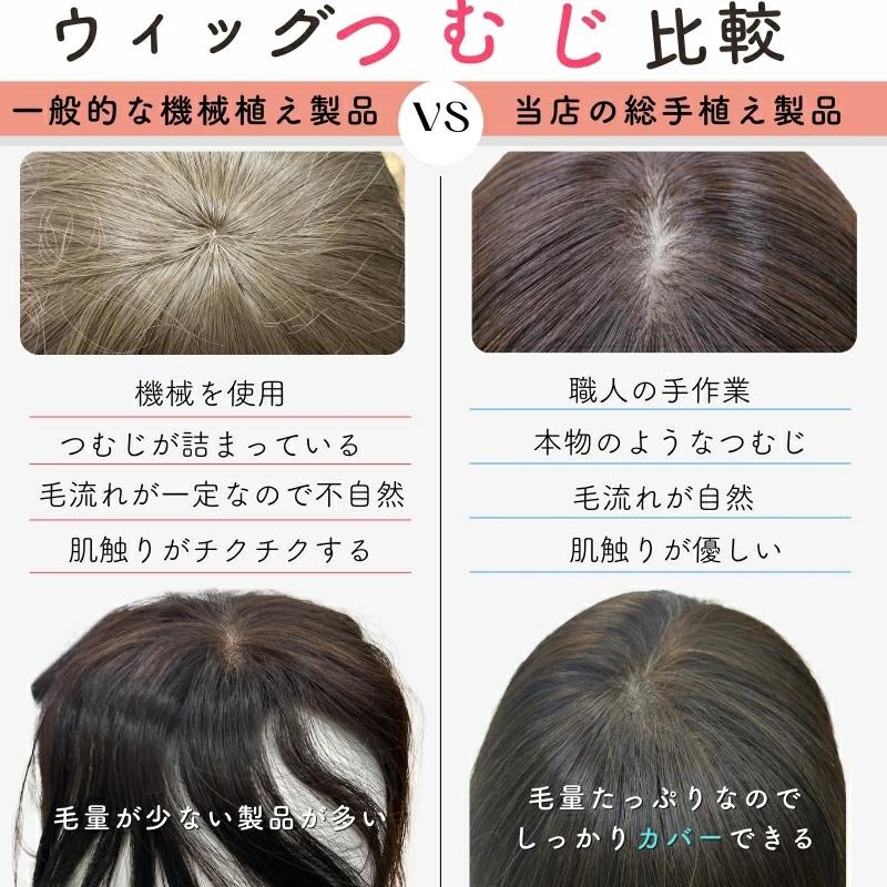 ヘアピース【通気性リアルスキン・S】人毛100％ つむじ付き 部分ウィッグ 医療用ウィッグ_4