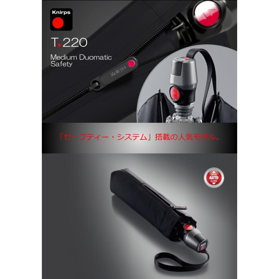 [5年間保証付・正規販売店] 折りたたみ傘 クニルプス Knirps T.220 Medium Duomatic Safety UVカット 安全構造  プレゼントの画像