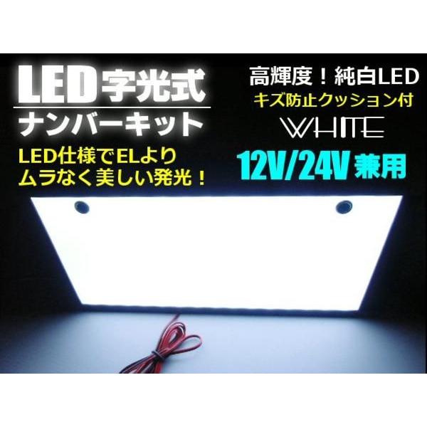 12v 24v 兼用 LED 白色 字光式 字光 ナンバー プレート 1枚 超薄型 字光プレート 字光ナンバー | 