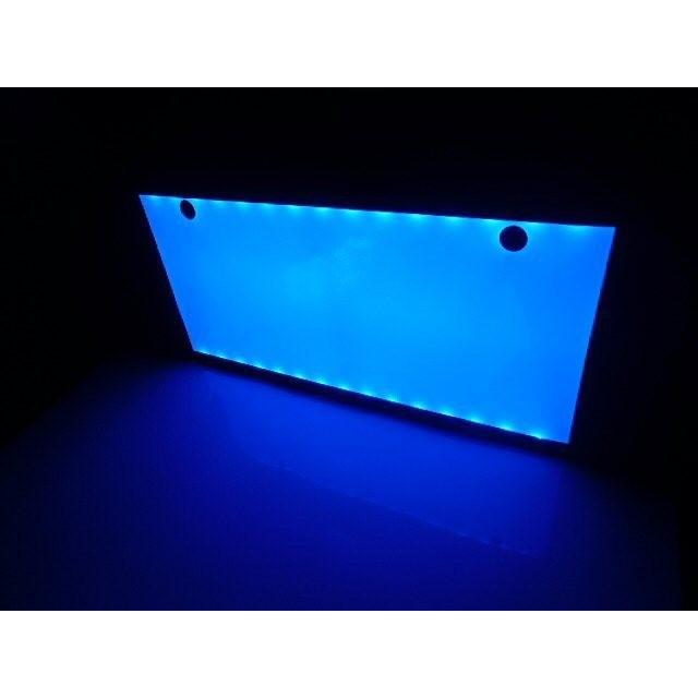 2枚セット 12v 24v 兼用 LED 字光 ナンバー プレート キット 青 ブルー 