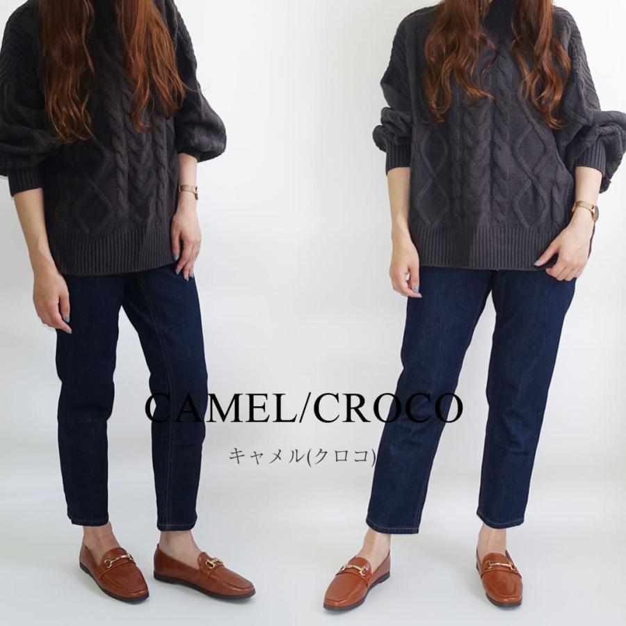 ローファー レディース 50代 柔らかい 痛くない フラットシューズ 靴 レディース おじ靴 クロコ スクエアトゥ パンプス | Scramble | 15