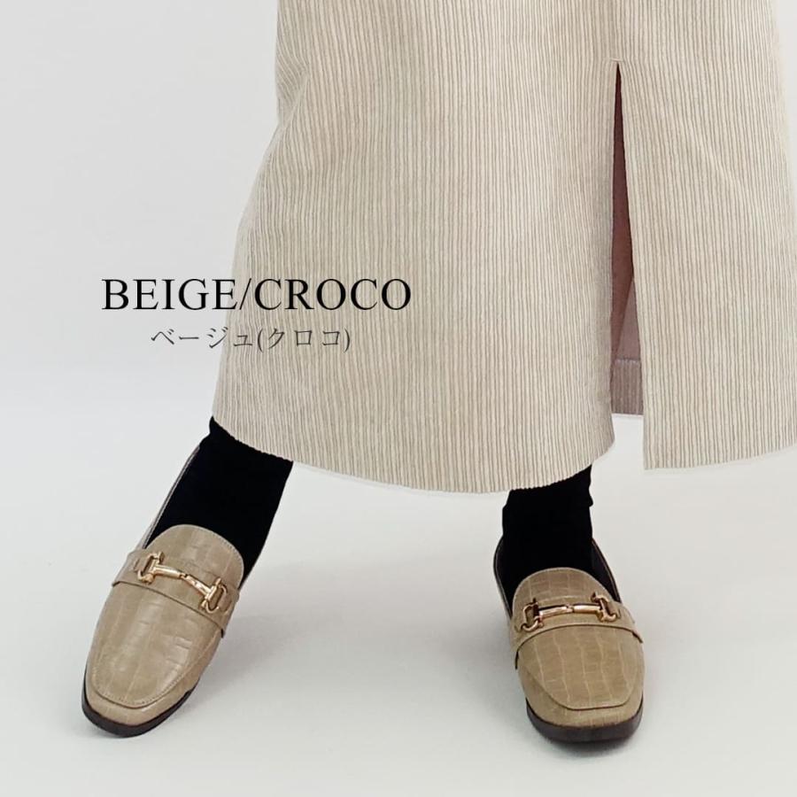 ローファー レディース 50代 柔らかい 痛くない フラットシューズ 靴 レディース おじ靴 クロコ スクエアトゥ パンプス | Scramble | 17