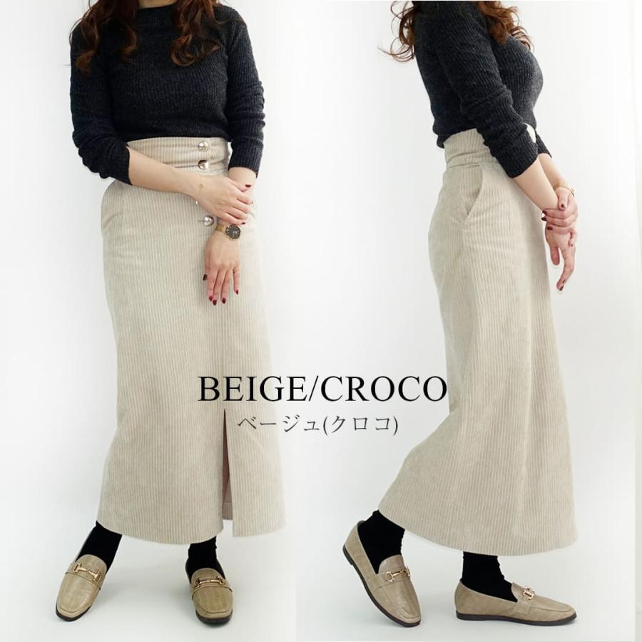 ローファー レディース 50代 柔らかい 痛くない フラットシューズ 靴 レディース おじ靴 クロコ スクエアトゥ パンプス | Scramble | 18