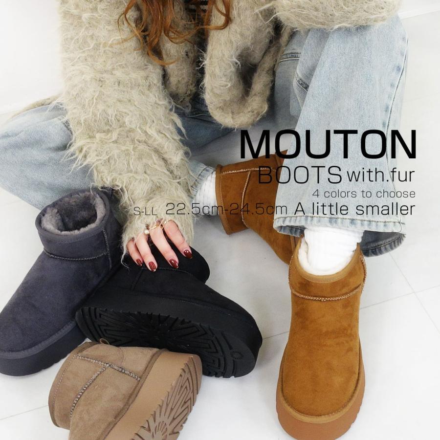 【30%OFFクーポン対象】ムートン 厚底 ショート ブーツ ムートンブーツ ショートブーツ レディース | Scramble