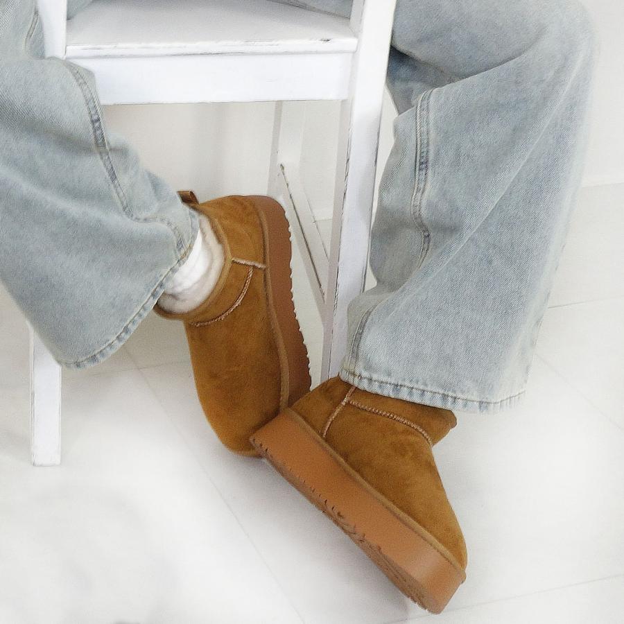 【30%OFFクーポン対象】ムートン 厚底 ショート ブーツ ムートンブーツ ショートブーツ レディース | Scramble | 13