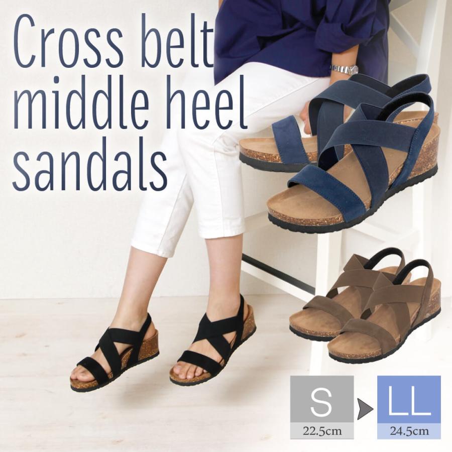 サンダル レディース 履きやすい 痛くない 歩きやすい 甲ゴム クロスベルト 厚底 ゴムベルト クロスベルト ウエッジ おしゃれ 春夏 4406 アロード 通販 Yahoo ショッピング