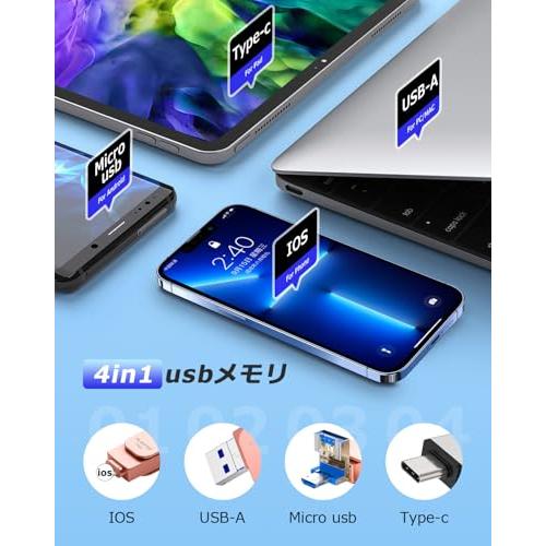 「アプリ不要 初心者向け」usbメモリ 128gb フラッシュメモリ phone usbメモリ USB3.0高速 アンドロイド用 IOS/And |  | 02