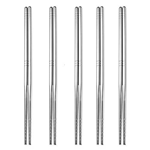 KXLCGYK 箸 5膳セット 韓国 金属 箸セット 18-8ステンレス 22.5cm 角箸