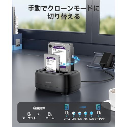 ORICO HDDスタンド 2台搭載 40TB HDD SSD クローン/コピー 2.5 インチ