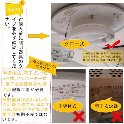 LEDランプ 丸型 グロー式工事不要 円形 led蛍光灯 口金可動式 ソケット