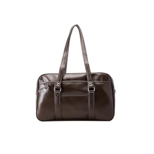 jinghuiyue] スクールバッグ 高校生 女子 通学 ボストンバッグ 合皮 大