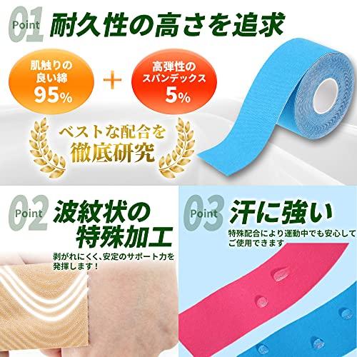 現役整体師監修 テーピング キネシオ 50mm × 5M 2巻入 保護 汗に強い